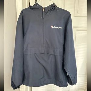 Champion Men's Packable Half-Zip Hooded Water-Resistant Jacket/Windbreaker Sz S